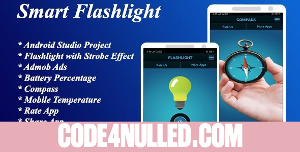 Smart Flashlight + Strobe Effect With Battery Percentage + Temperature + Composs v1.0