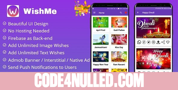 WishMe v1.5 - Festival Wishes Android App With Firebase Back-end