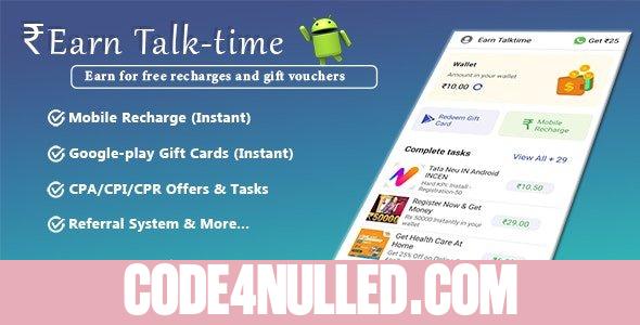 Earn Talk time v1.0 - Mobile Top-up, Redeem Codes, Recharge Plans, Have Your Own Recharge App