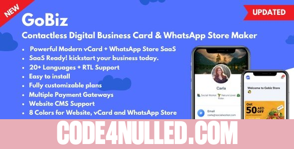GoBiz v4.2.1 - Digital Business Card + WhatsApp Store Maker | SaaS | vCard Builder - nulled