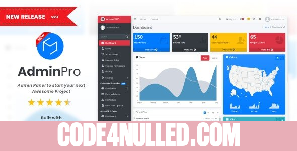 AdminPro v2.1 - Login + Multi User Management + Codeigniter + Roles & Permission + Bootstrap 4 + AdminLTE