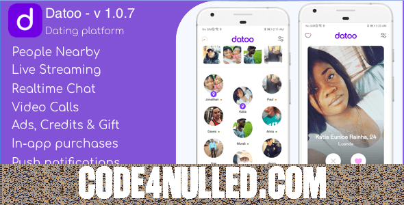 Datoo v1.0.7 - Dating platform with Live Steaming and Video calls + Admin Panel
