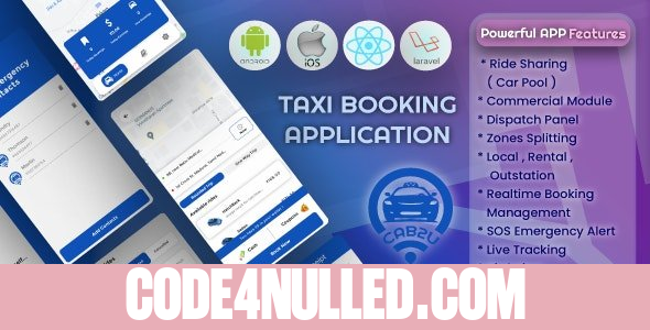 Cab2u v1.3 - Taxi Solution Android & IOS + Admin Panel + Dispatch Panel