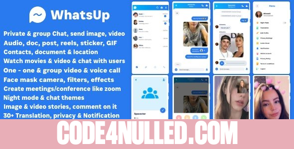 WhatsUp v1.0 - WhatsApp Clone Chat Groups Video & Audio Call Zoom Watch Party Chatting Social Network App