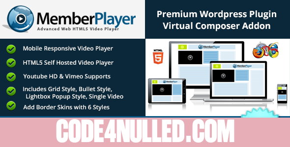 MemberPlayer HTML5 Video, Youtube, & Vimeo v1.13.0 - VC Addon