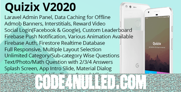 Quizix v2020 - Android Quiz App with AdMob, FCM Push Notification, Offline Data Caching