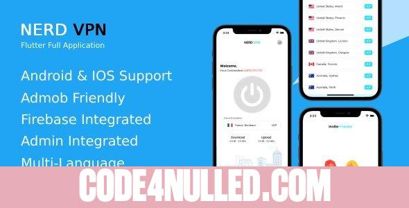 Nerd VPN v4.0 - Flutter VPN Full Application with IAP, Integrated with Backend and Admin Panel
