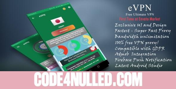 eVPNv2.1 - Free Ultimate VPN | Beautiful UI, Admob, Push Notification