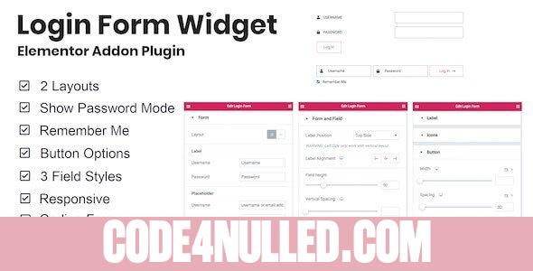 Login Form Widget Elementor Addon Plugin v1.0.2