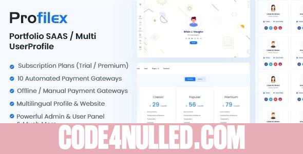 Profilex v1.0 - Portfolio Builder SAAS / Multi-User Profile (Multitenancy) - nulled
