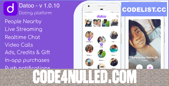 Datoo v1.0.10 - Dating platform with Live Steaming and Video calls + Admin Panel