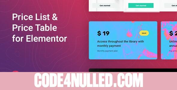 Pricer v1.0 - Price List for Elementor