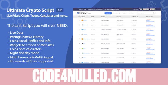 Ultimate Crypto Script 1.2 - Live Prices, Charts, Trades, Calculator and more