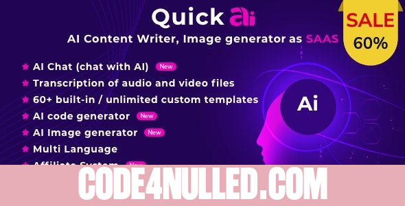 QuickAI OpenAI v2.3 - AI Writing Assistant and Content Creator as SaaS - nulled