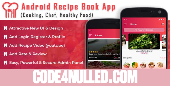 Android Recipe Book App v2.1 - (Cooking, Chef, Healthy Food, Admob with GDPR)