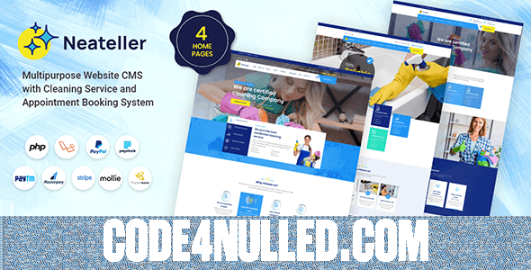 Neateller v1.3 - Multipurpose Website CMS with Cleaning Service and Appointment Booking System - nulled