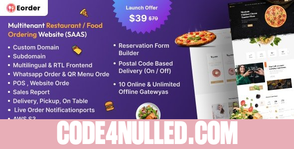 Eorder v1.0 - Multitenant Restaurant / Food Ordering Website (SAAS)