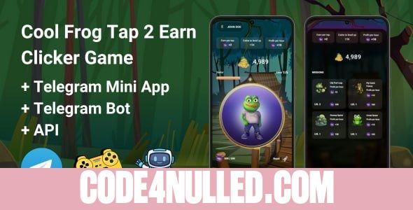 CoolFrog v1.0.0 - Tap2Earn Clicker Game With Telegram Mini App + API + Bot