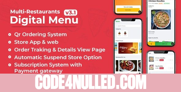Chef v3.1 - Multi-restaurant Saas - Contact less Digital Menu Admin Panel with - React Native App