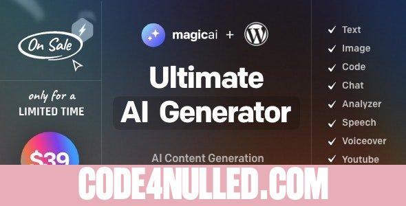 MagicAI for WordPress v1.4 - AI Text, Image, Chat, Code, and Voice Generator