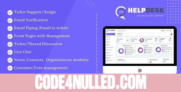 HelpDesk 4.0.0 - Online Ticketing System with Website - ticket support and management - nulled