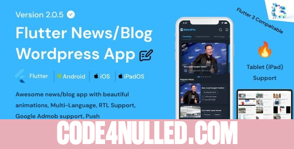 NewsPro v2.1.0 - Blog/News/Article App For Wordpress