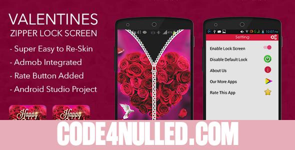 Valentines Zipper Lock Screen with Admob