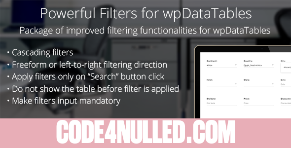 Powerful Filters for wpDataTables v1.0 - Cascade Filter for WordPress Tables