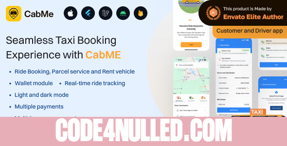 CabME v7.0 - Flutter Complete Taxi app - Taxi Booking Solution
