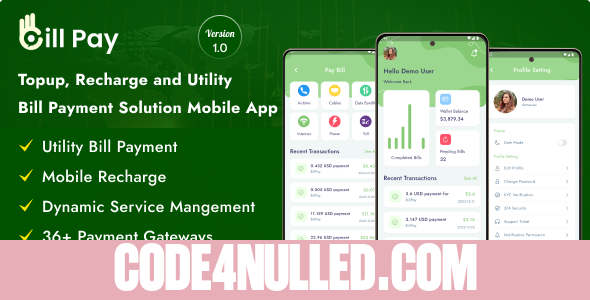 Bill Pay v2.1 - Topup, Recharge And Utility Bill Payment Mobile App