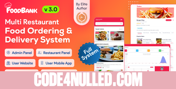 FoodBank Multi Restaurant v3.2 - Restaurant App with Admin & Restaurant Panel - nulled