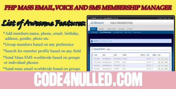 PHP Mass Email - Voice & SMS Membership Manager