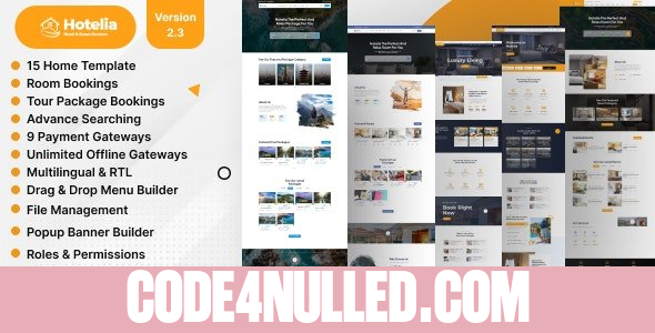 Hotelia v2.3 - Hotel Booking / Resort Booking Management Website