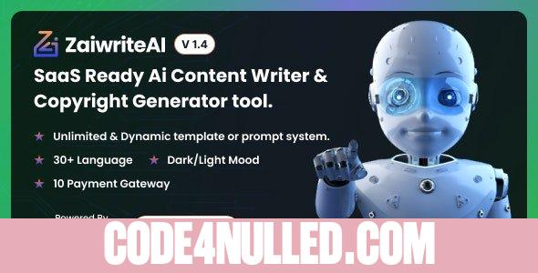 ZaiwriteAI v2.0 - Ai Content Writer & Copyright Generator tool With SAAS - nulled