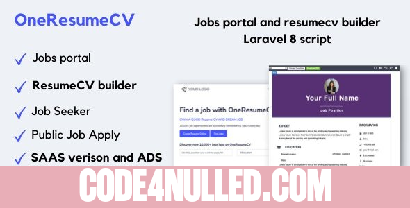 OneResumeCV v1.0.4 - Jobs board and resume builder