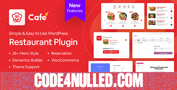 WP Cafe v2.1.4 - Restaurant Reservation, Food Menu & Food Ordering for WooCommerce