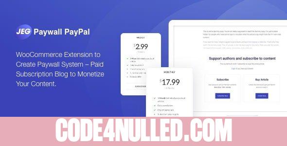 Jeg Paypal Paywall & Content Subscriptions System v1.0.1 - WooCommerce Plugin