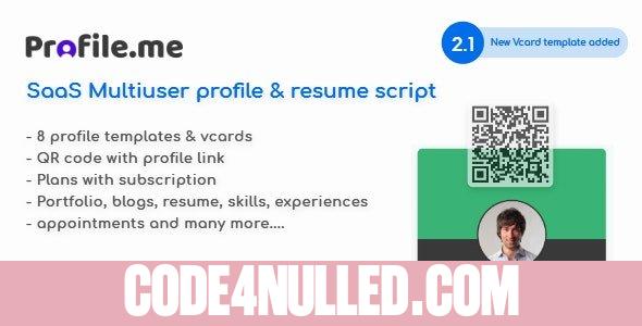 Profile.me v2.1 - Saas Multiuser Profile Resume & Vcard Script