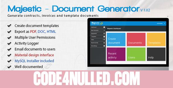 Majestic v1.02 - Create documents from templates. Easily generate contracts and invoices