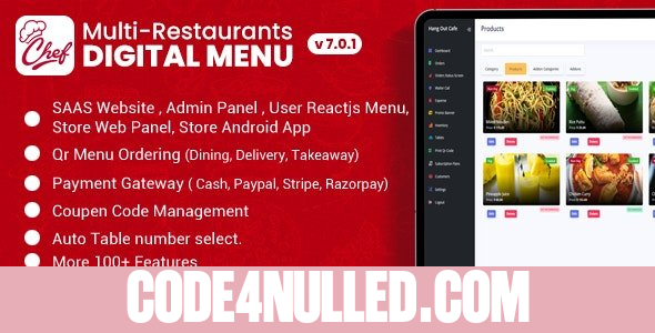 CHEF v7.0.1 - SaaS - Contactless Multi-restaurant QR Menu Maker