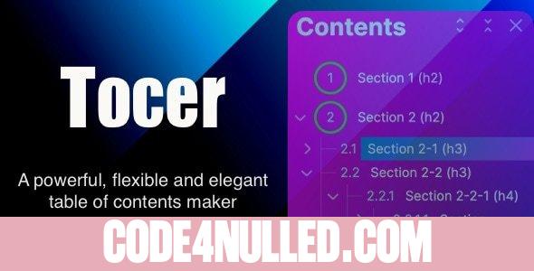 Tocer v4.1.0 - table of contents maker WordPress plugin (formerly Fixed Toc)
