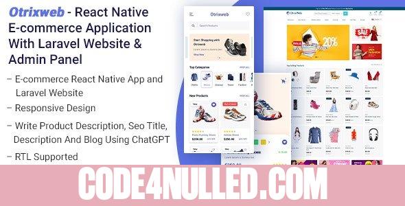 Otrixweb v1.3.0 - React Native Ecommerce Application With Laravel Website