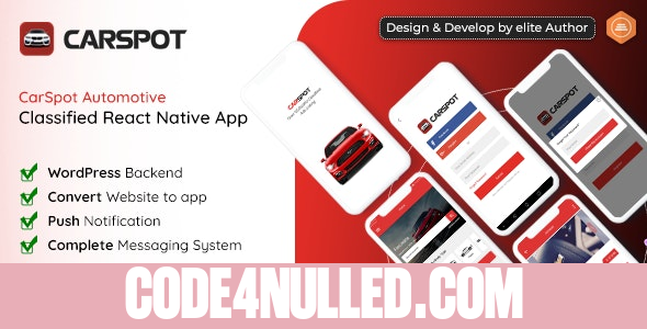 CarSpot v1.3 - Dealership Classified React Native Android App + IOS