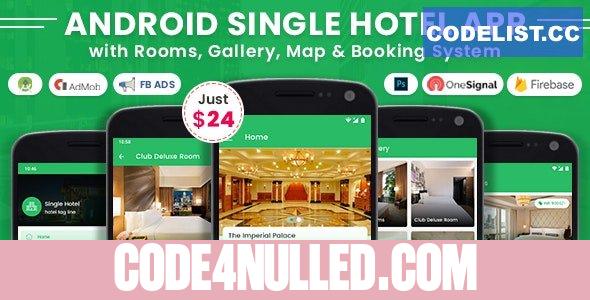 Android Single Hotel Application with Rooms, Gallery, Map & Booking System v4.0