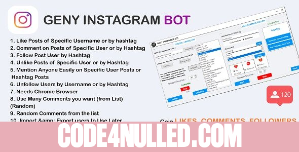 GENY instagram bot v4.0.1 - Gain More Instagram Followers, Increase your Followers Now