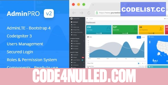 AdminPro v2.0 - Login + Multi User Management + Codeigniter + Roles & Permission + Bootstrap 4 + AdminLTE