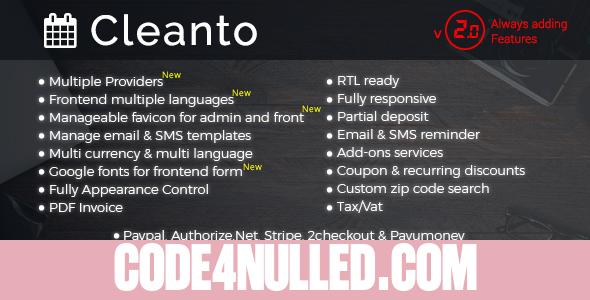 Cleanto v2.0 - Online Bookings for Cleaning Businesses