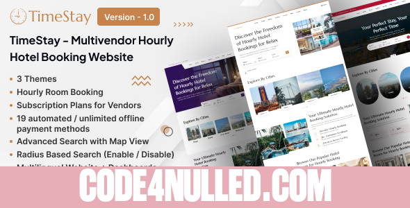 TimeStay v1.0 - Multivendor Hourly Hotel Booking Laravel Website (SAAS) - nulled