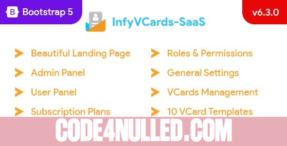 InfyVCards-SaaS v6.6.0 - Multi User Digital Business Card Builder SaaS - VCards
