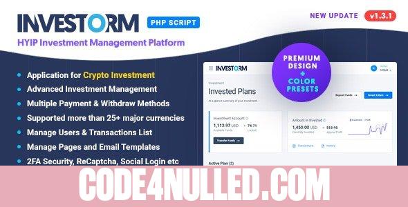 Investorm v1.3.1 - Advanced HYIP Investment Management Platform - nulled